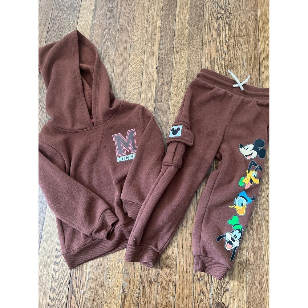 Disney Mickey Mouse Clubhouse Kids Brown Hoodie and Jogger Pants Matching Set 2T